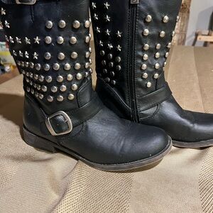 Studded Black Leather Boots